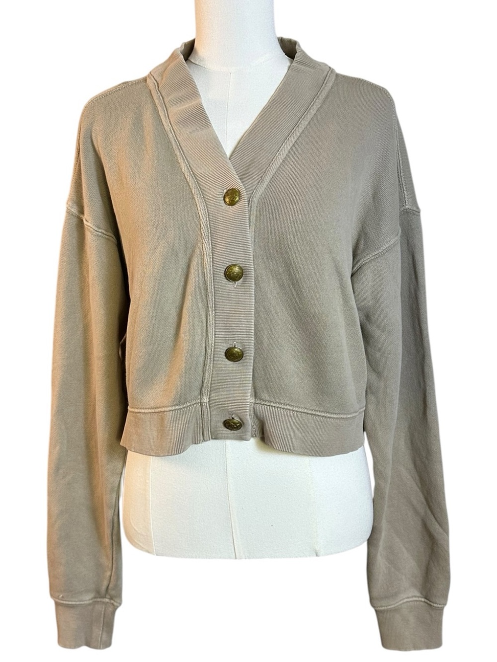 Free People Grace Cardi in French Oak Large  NWT Cardigan Sweatshirt Sweater - Picture 4 of 11